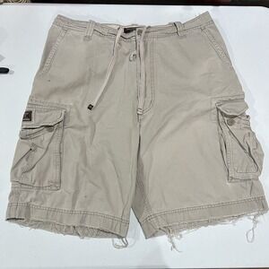VTG Abercrombie & Fitch Shorts Mens 36 Drawstring Cargo Distressed Y2K Military